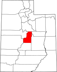Map of Utah highlighting Sanpete County