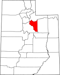 Map of Utah highlighting Wasatch County