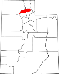 State map highlighting Weber County