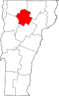 Map of Vermont highlighting Lamoille County