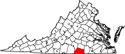 Map of Virginia highlighting Mecklenburg County