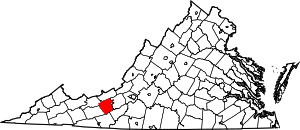 Map of Virginia highlighting Pulaski County