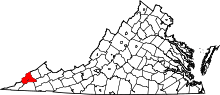 Map of Virginia highlighting Wise County