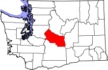 State map highlighting Kittitas County