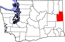 State map highlighting Spokane County