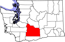 Map of Washington highlighting Yakima County