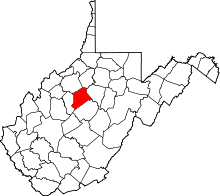 Map of West Virginia highlighting Gilmer County