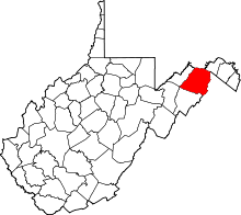 Map of West Virginia highlighting Hampshire County