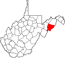 State map highlighting Hardy County