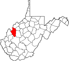 Map of West Virginia highlighting Jackson County