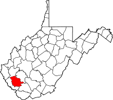 Map of West Virginia highlighting Logan County