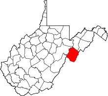 State map highlighting Pendleton County