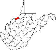 Map of West Virginia highlighting Pleasants County