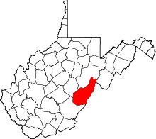 Map of West Virginia highlighting Pocahontas County