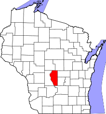 Map of Wisconsin highlighting Adams County