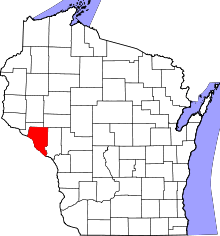 Map of Wisconsin highlighting Buffalo County