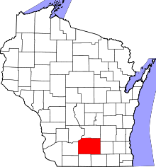 State map highlighting Dane County