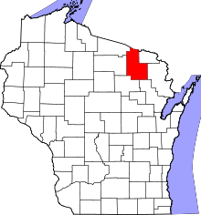 Map of Wisconsin highlighting Forest County