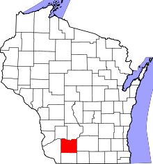 Map of Wisconsin highlighting Iowa County