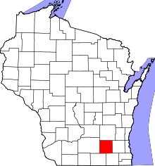 Map of Wisconsin highlighting Jefferson County