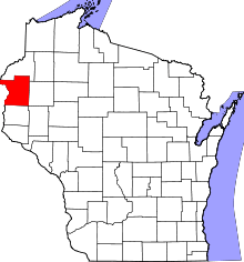 Map of Wisconsin highlighting Polk County