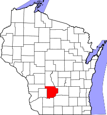 Map of Wisconsin highlighting Sauk County
