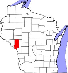 Map of Wisconsin highlighting Trempealeau County