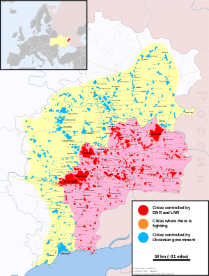 Territories controlled by DPR and LPR 02/2015.