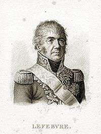 Print shows a stern man with a cleft chin in a dark military uniform with epaulettes and lots of gold braid.