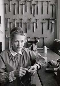 Photograph of Margret Craver in her Boston workshop, 1970.