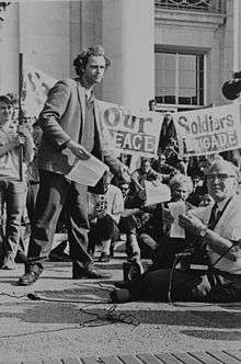 Mario Savio at a rally at Sproul Hall, Berekley California, 1966