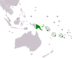 Map indicating the membership of the Melanesian Spearhead Group.