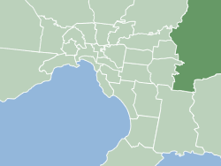 Map of Melbourne with Yarra Ranges Highlighted