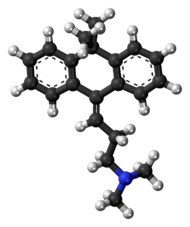 Ball-and-stick model of the melitracen molecule