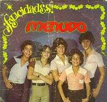 Front cover of Menudo's album Felicidades (1979)
