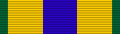 Width-44 golden yellow ribbon with width-4 emerald green stripes at the edges and a central width-12 ultramarine blue stripe