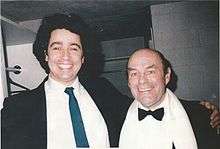  Laucke with his arm around the shoulder of Julian Bream, both smiling