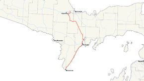M-35 runs in the central Upper Peninsula of Michigan between Menominee, Escanaba and Negaunee