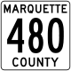 A white square outlined in black containing the number 480 in the center with the text Marquette above and the text County below