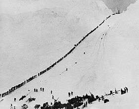Miners climbing the Chilkoot Pass in 1898