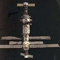 Mir space station with Soyuz TM-20