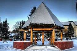 The pavilion in the Mirror Lake Park in Camrose