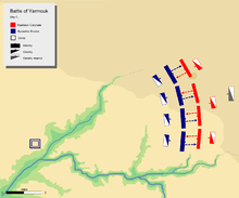 day-1 battle map, showing limited attacks of Byzantine army.