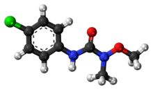Ball-and-stick model of the monolinuron molecule