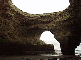 Natural arches on the park's beach