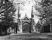 View of the cemetery gates circa 1895
