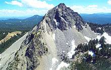 An aerial view of Mount Thielson.