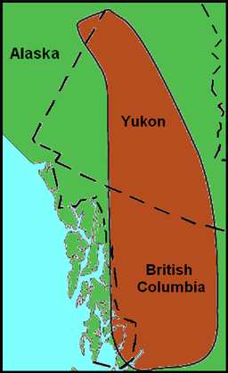 Map showing the location of a zone with related volcanoes.