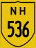 National Highway 536 marker
