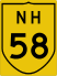 National Highway 58 marker
